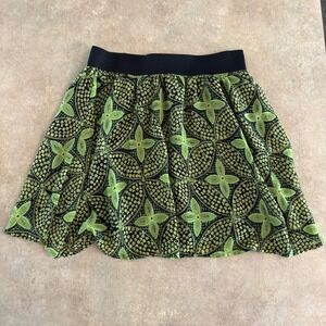 Y2K Mossimo Green/Black Patterned Skirt Women's Mini Skirt Elastic Waist Casual